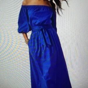 NWT Lilly Pulitzer Shawnlee Off Shoulder Midi Dress Alba Blue XS